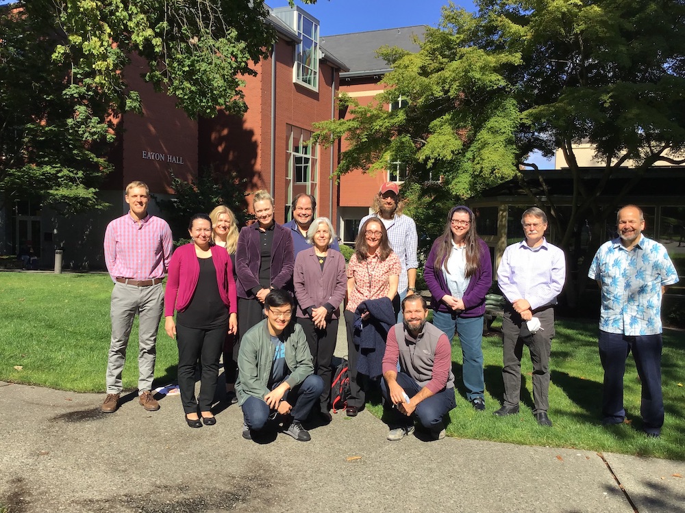 Biology faculty in front of Eaton Hall