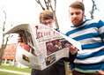 Students reading The Falcon