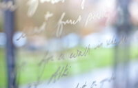 Writing on the window of an English classroom