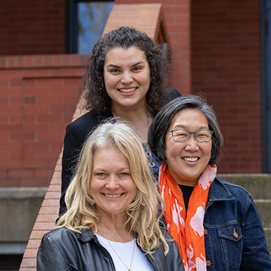 Social Justice and Cultural Studies professors Jennifer McFarlane Harris, Kimberly Wedeven Segall and Ji-Young Um