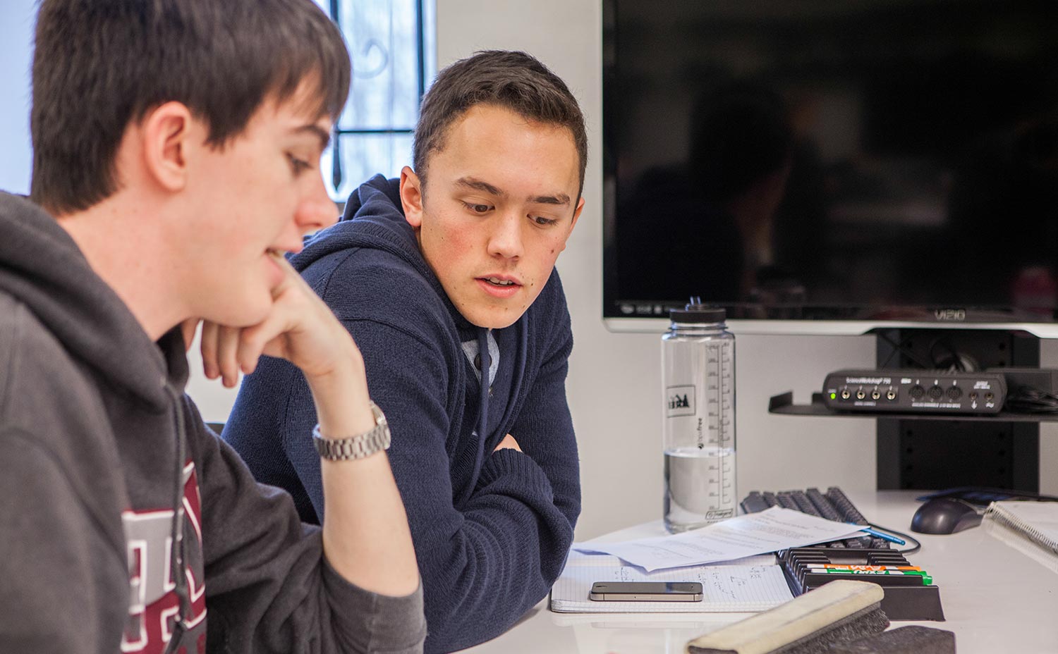 Physics students learning