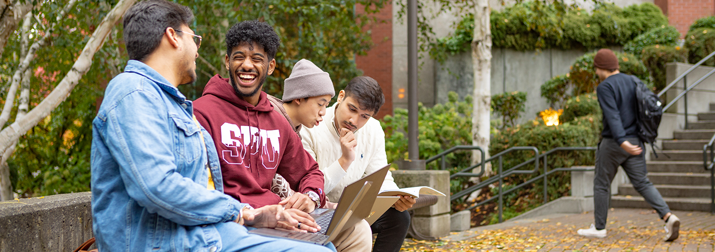 SPU Students Studying in Martin Square on Campus