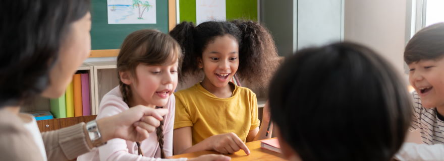 Students learning in a classroom