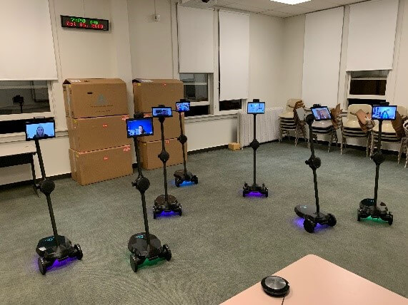 Robots simulating a classroom