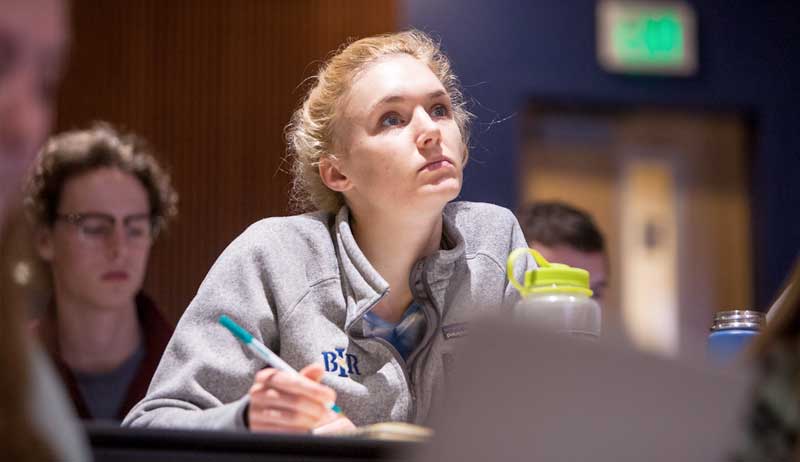 Undergraduate nursing student in class