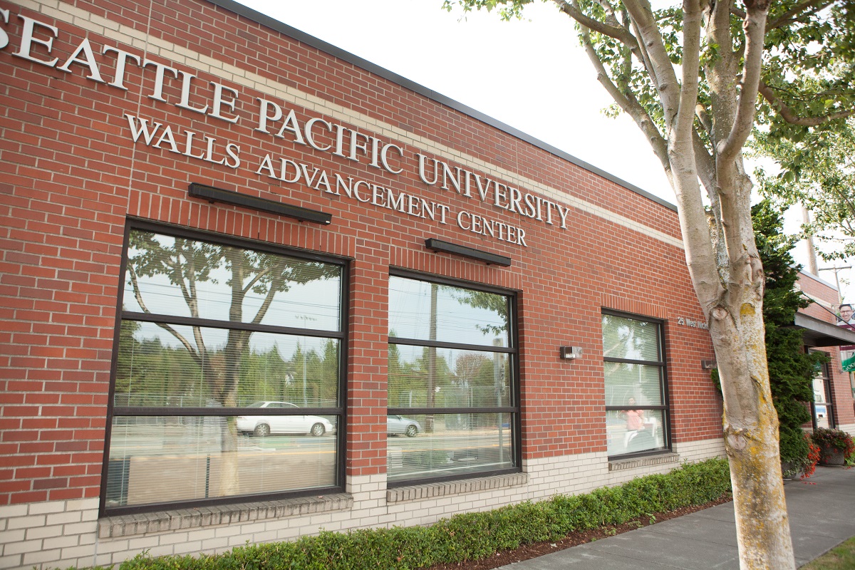 A street-side view of SPU's Walls Advancement Center 