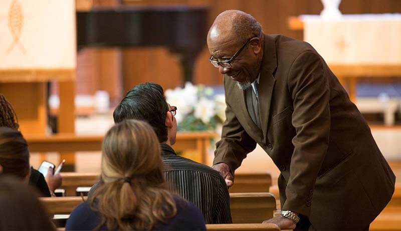 John Perkins talks to SPU students