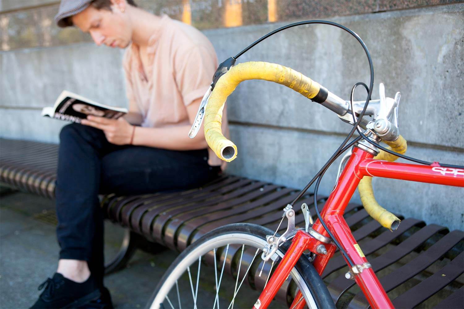 Student and bike in Martin Square