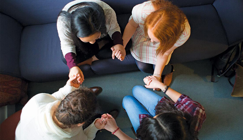 Overhead of Students Praying