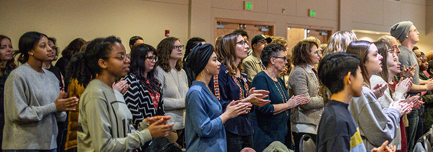 SPU students worship together in Upper Gwinn | photo by Jordan Hayward