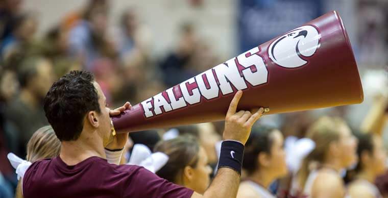 Cheerleaders at SPU Women's Basketball Homecoming game