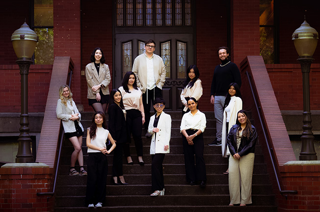 Interior Design 2023 cohort on the steps of Peterson Hall 